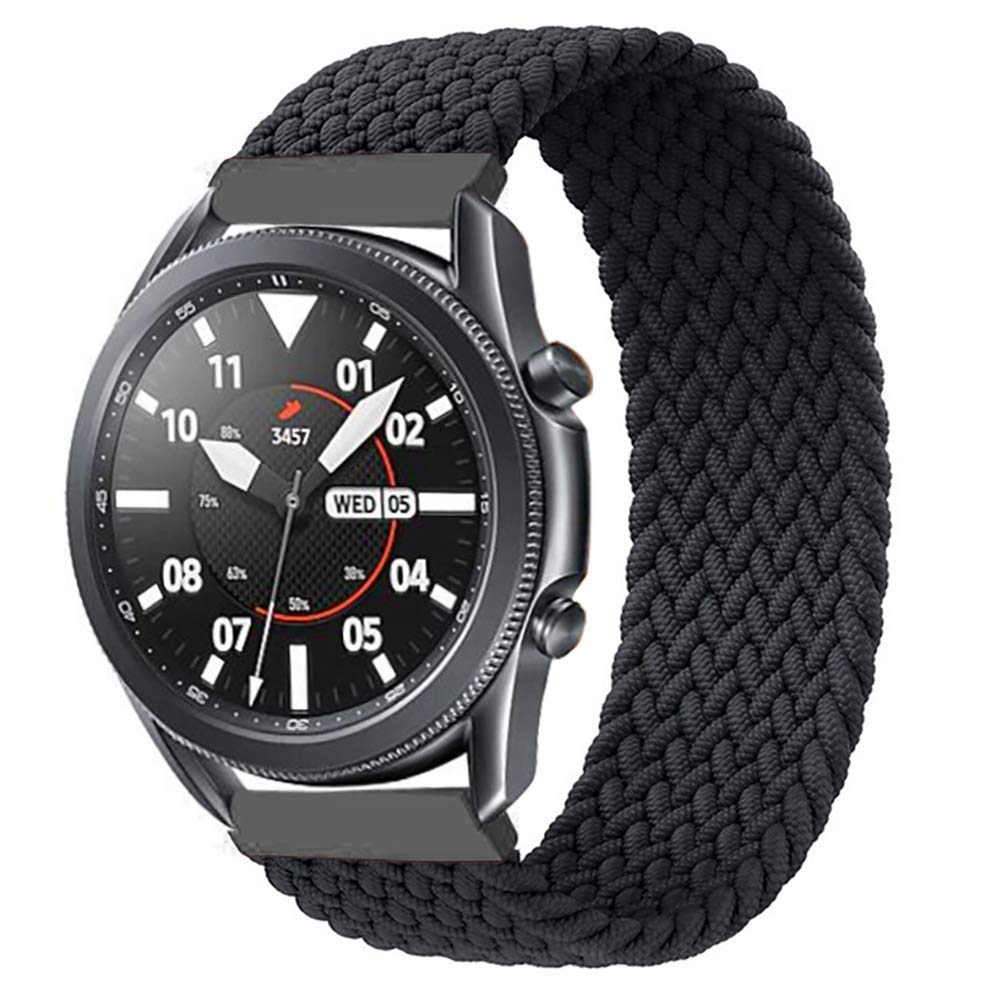 Stretchy Braided Solo Loop Band for Samsung Galaxy Watch 3 45mm/Galaxy Watch 46mm - 22mm Elastic Sport Strap, Woven Comfortable Watch Band Compatible with Huawei Watch 2 Classic - Perfect for Running, Gym & Daily Wear