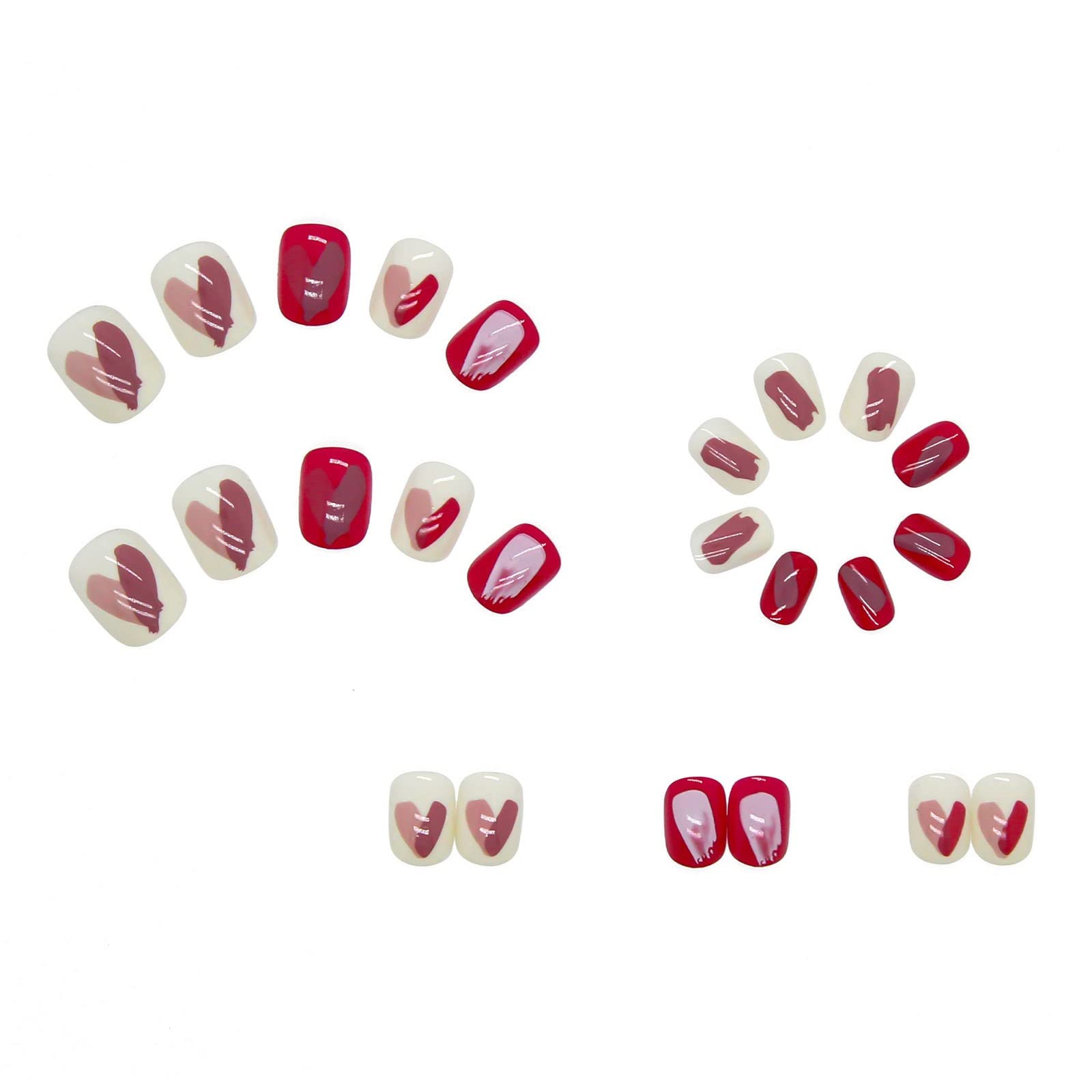 Rose Red Short Fake Nails - Simple Style Press On Nails with Glue & Stickers - DIY Nail Art for Parties, Weddings & Everyday Wear