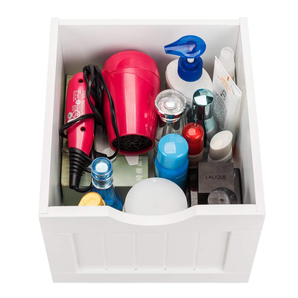 White 4-Drawer Wooden Bathroom Storage Cabinet Organizer - Space-Saving Vanity Organizer for Makeup, Toiletries & Towels - Perfect for Bathroom, Bedroom & Office Organization