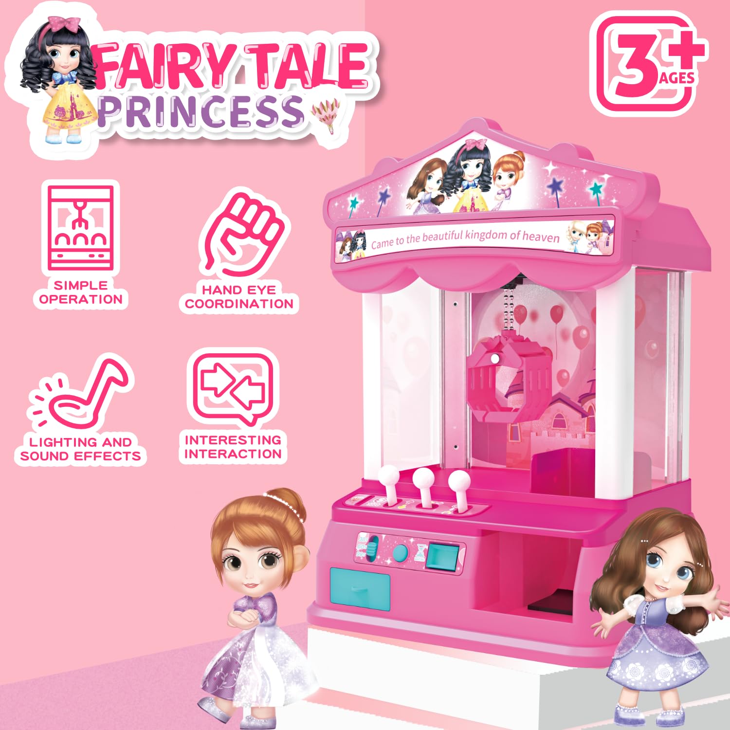 **Pink Princess Claw Machine Toy for Kids - Fun Arcade Game for Girls Ages 3-10 | Perfect for Birthday Gifts, Party Favors & Indoor Play**