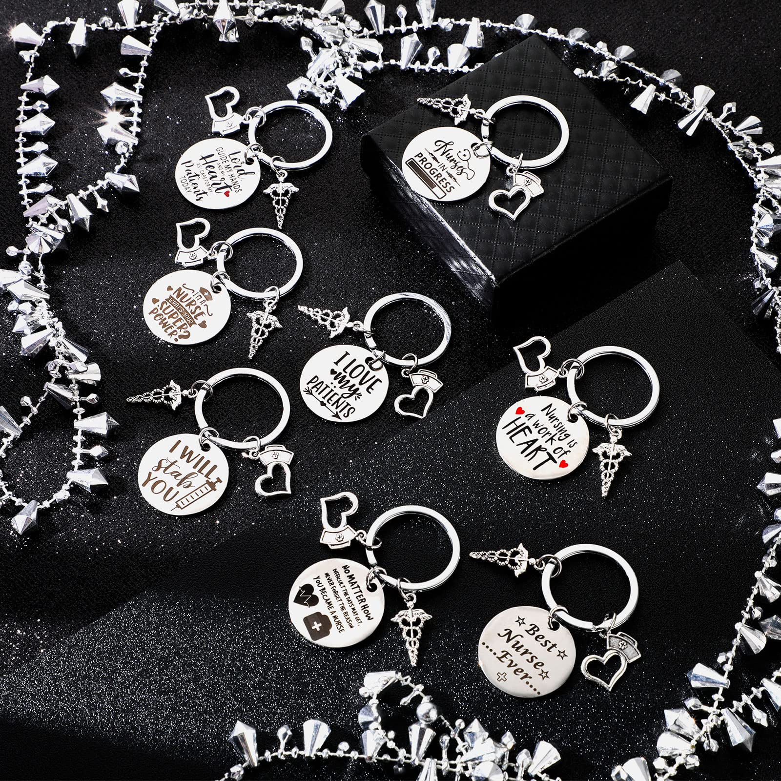 16-Piece Nurse Keychain Gift Set with Inspirational Pendants - Perfect for Nursing Graduation, School Nurse Appreciation, Nurses Week & Nurse Day Gifts - Ideal for Healthcare Professionals & Students