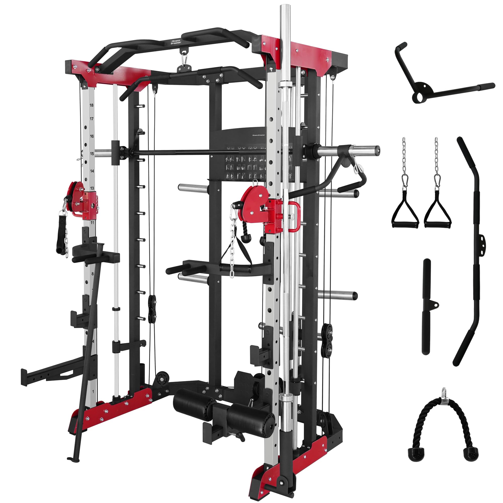 Fitness Dreamer Smith Machine - Heavy Duty Home Gym Equipment for Strength Training & Weightlifting | Perfect for Home Workouts & Commercial Gyms