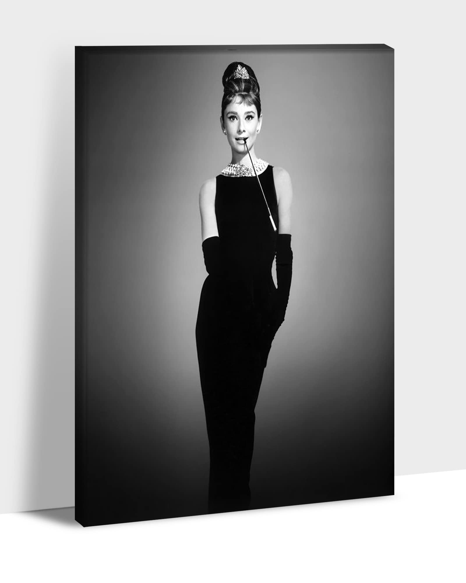 TIMUBA Hepburn Canvas Wall Art - Vintage Framed Poster 12x18 Inches, Audrey Hepburn Print for Women's Bedroom & Bathroom Decor - Ready to Hang Wall Art for Home, Office, Dorm Room & Gift Giving