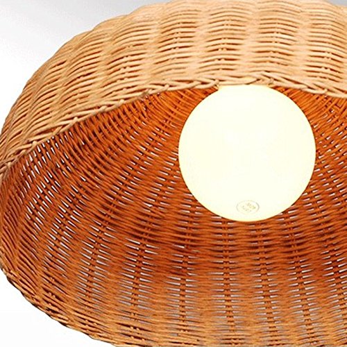 Handwoven Rattan Chandelier - Natural Wicker Pendant Light for Dining Room, Bedroom, Balcony | Boho Farmhouse Decor | Southeast Asian Inspired Hanging Lamp (Yellow) - Perfect for Cozy Home, Cafe and Vacation House Lighting