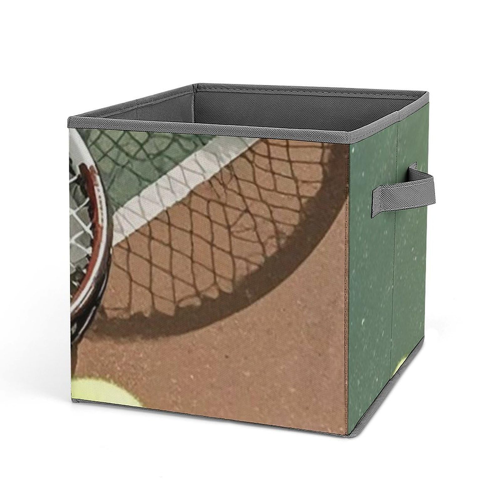 Premium Tennis Racket & Ball Storage Organizer - Large Capacity Collapsible Closet Bin with Handles 10.6x10.6x10.6 Inches - Perfect for Home, Office & Court Equipment Organization (White/Black)