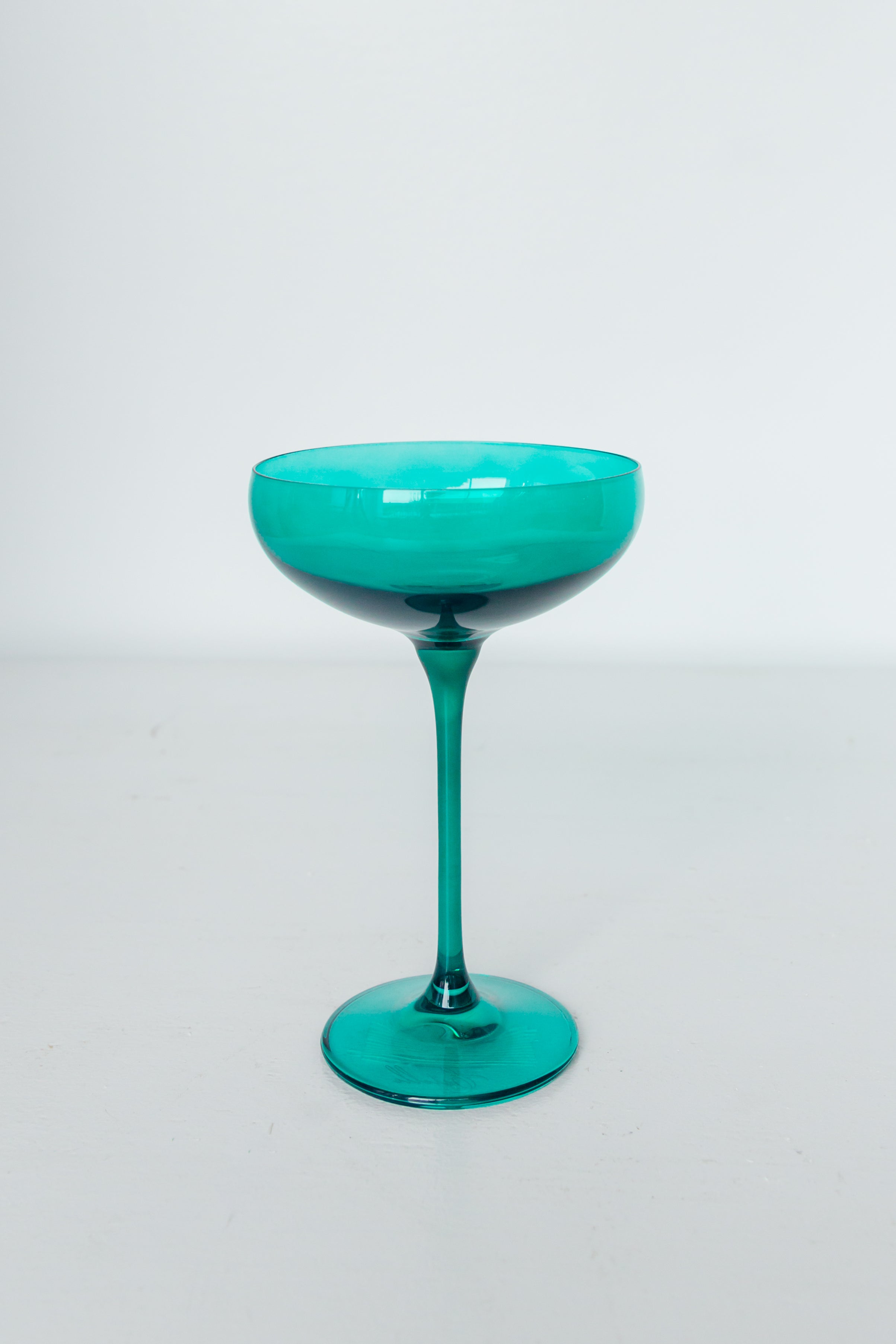 Estelle Colored Champagne Coupe Glasses Set of 6 - Elegant Emerald Green Stemware for Wedding, Party & Special Occasions