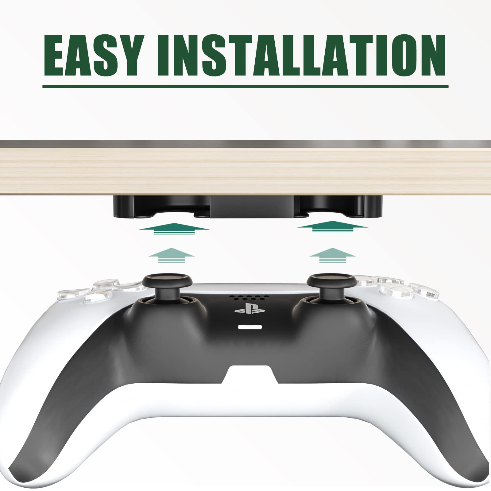 RUKUHOT 2-Pack Under Desk Controller Holder for PS5 & PS4 - No Drill Mount Stand, Organizer Storage Rack - Perfect for Gaming Setup, Office & Bedroom Organization