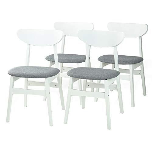 Wickerix Set of 4 Modern Solid Wood Dining Chairs with Padded Seats - Yumiko Style Kitchen Side Chairs for Dining Room, Breakfast Nook & Home Decor