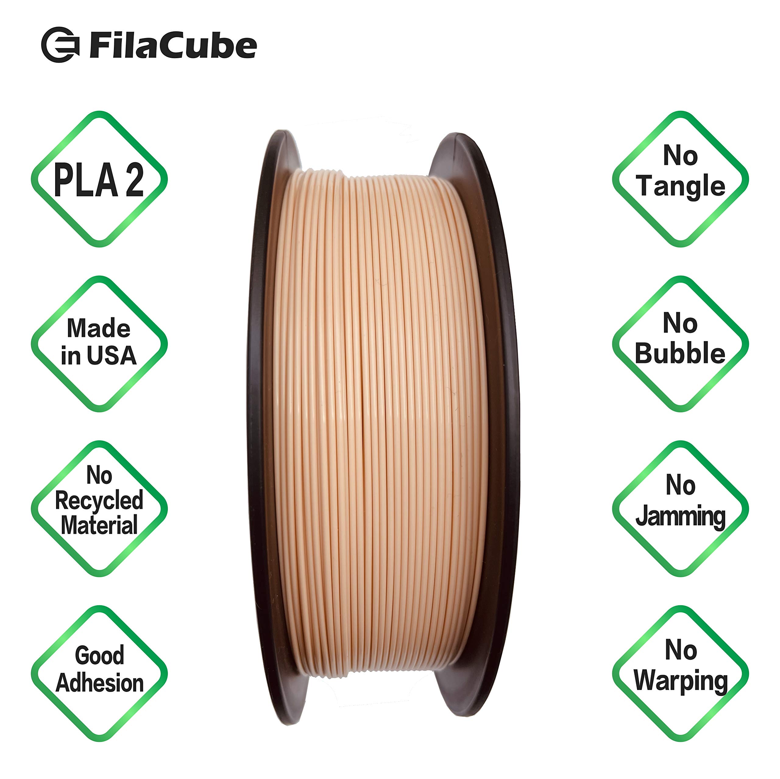 FilaCube PLA 2 Light Skin Color Tone 1.75mm 3D Printer Filament 1kg - Premium PLA Filament for Human Organ Models, Body Girl Toys & Epidermis Simulation | Made in USA | Ideal for Medical Education, Cosplay & Artistic Creations