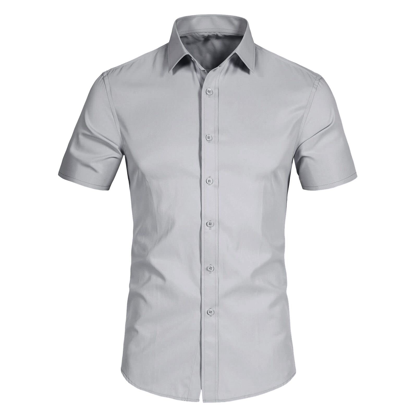 DELCARINO Men's Slim Fit Short Sleeve Dress Shirt - Casual & Business Button Down Shirt for Office, Wedding & Formal Occasions