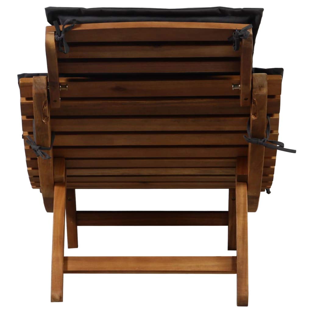 Premium Reclining Beach Chair with Cushion - Solid Acacia Wood Sun Lounger in Dark Gray - Patio, Deck, Balcony, Garden & Indoor Use - Perfect for Sandy Beaches, Poolside Relaxation & Outdoor Lounging