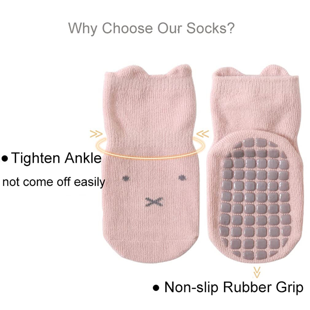 Non-Slip Baby Socks with Grips - Anti-Skid Cotton Ankle Socks for Infants & Toddlers (Girls & Boys) - Perfect for Playtime, Crawling & First Steps
