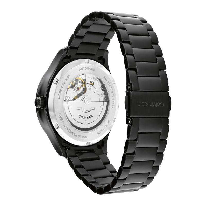 Calvin Klein Iconic Automatic Black Steel Watch 25300023 for Men - Stylish & Durable Timepiece for Business, Casual & Formal Occasions