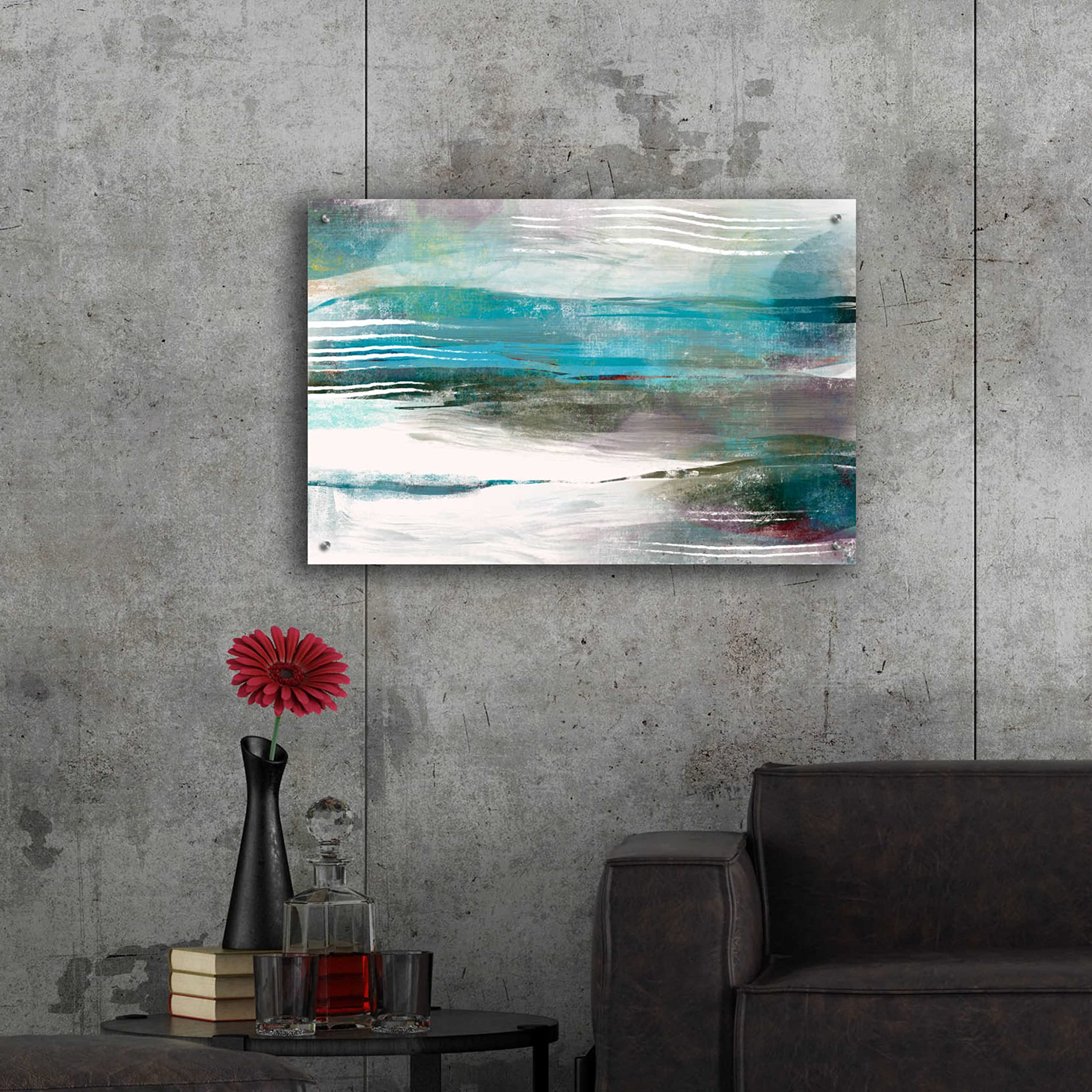 Delores Naskrent 'Water Flow' Acrylic Glass Wall Art - 36x24 Inches Modern Abstract Painting for Living Room, Bedroom & Office Decor