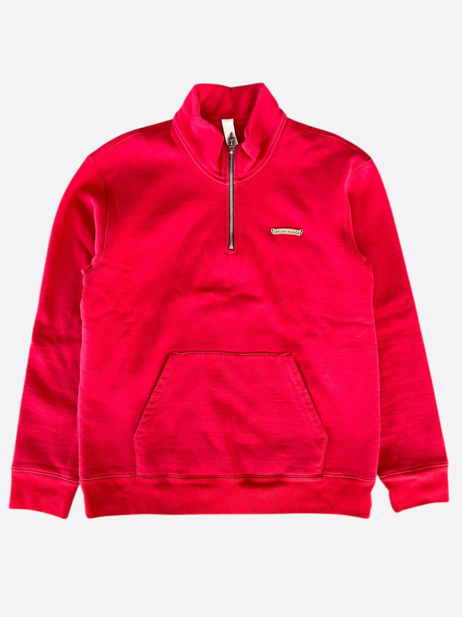 Chrome Hearts Red & White Triple Cross Embroidered Quarter Zip Pullover Sweater | Stylish Casual Wear for Men & Women | Perfect for Streetwear, Outings & Fashion Events