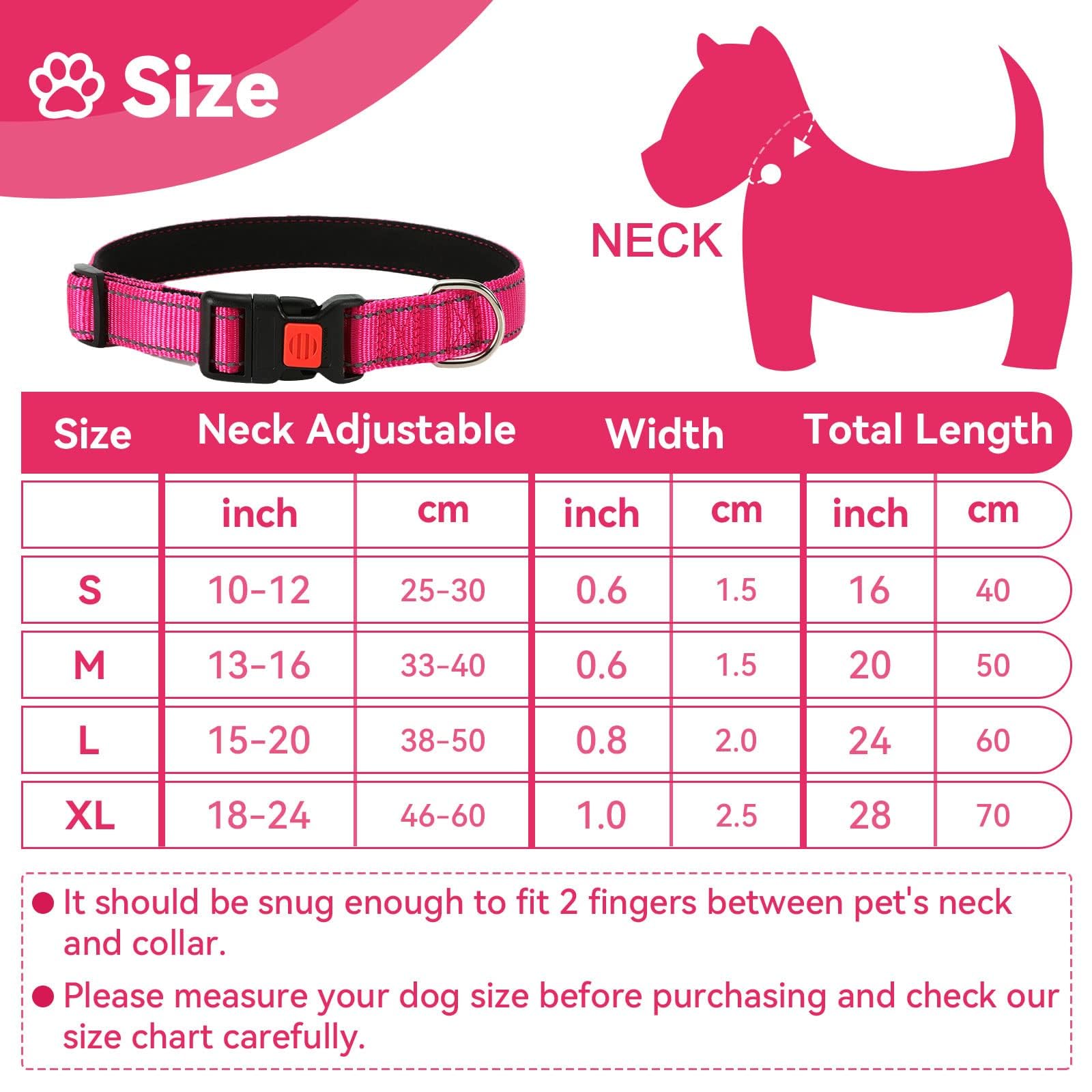 Reflective Adjustable Dog Collar with Quick Release Buckle - Ultra Soft Breathable Neoprene Pet Collar for Puppy, Small, Medium & Large Dogs - Perfect for Night Walks, Jogging & Outdoor Adventures