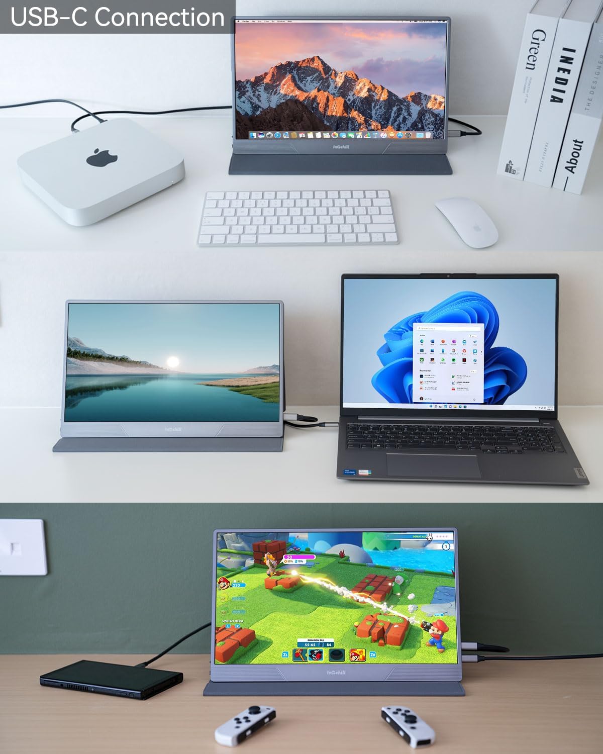 4K Portable Monitor 15.6 Inch - A+ Grade Ultra HD 3840x2160 USB-C & HDMI Laptop Screen - HDR Gaming Monitor with Built-in Speakers for Travel, Office & Home Entertainment