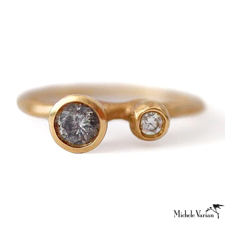 Double Bud Ring Diamond - Elegant Floral Design for Women, Perfect for Weddings, Anniversaries & Special Occasions