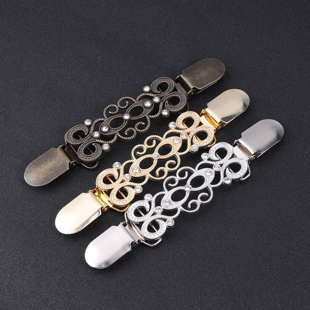 Vintage Holibanna Sweater Shawl Clips - Retro Cardigan Collar Clasps & Poncho Buckle Pins for Women | Elegant Shirt Holder Brooches for Office, Parties & Special Occasions