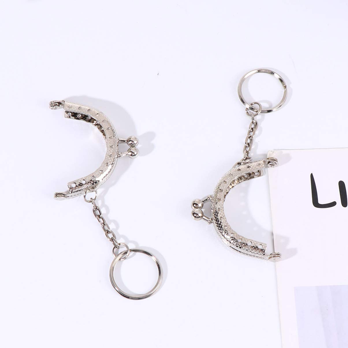 Healifty 10pcs Coin Purse Frame with Keychain Holder, Kiss Clasp Lock, DIY Sewing Clutch Frames for Wallet Making - Perfect for Handmade Coin Purses, Gift Bags & Craft Projects