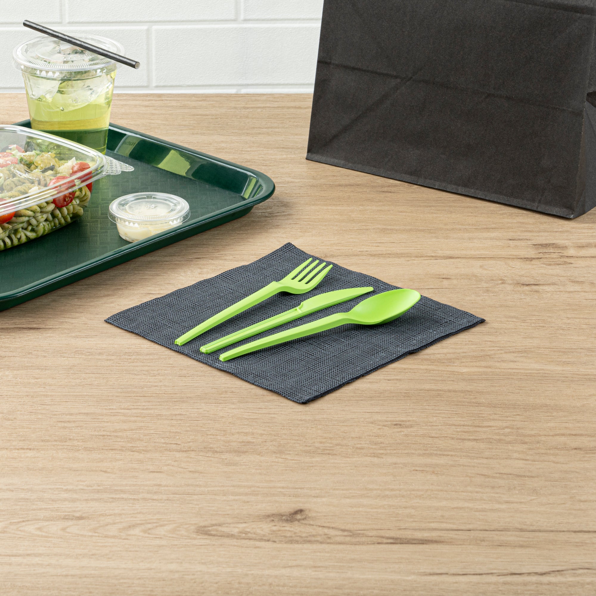 Eco-Friendly Green CPLA Plastic Cutlery Set - 290-Piece Heat Resistant, Compostable Utensils (6.5