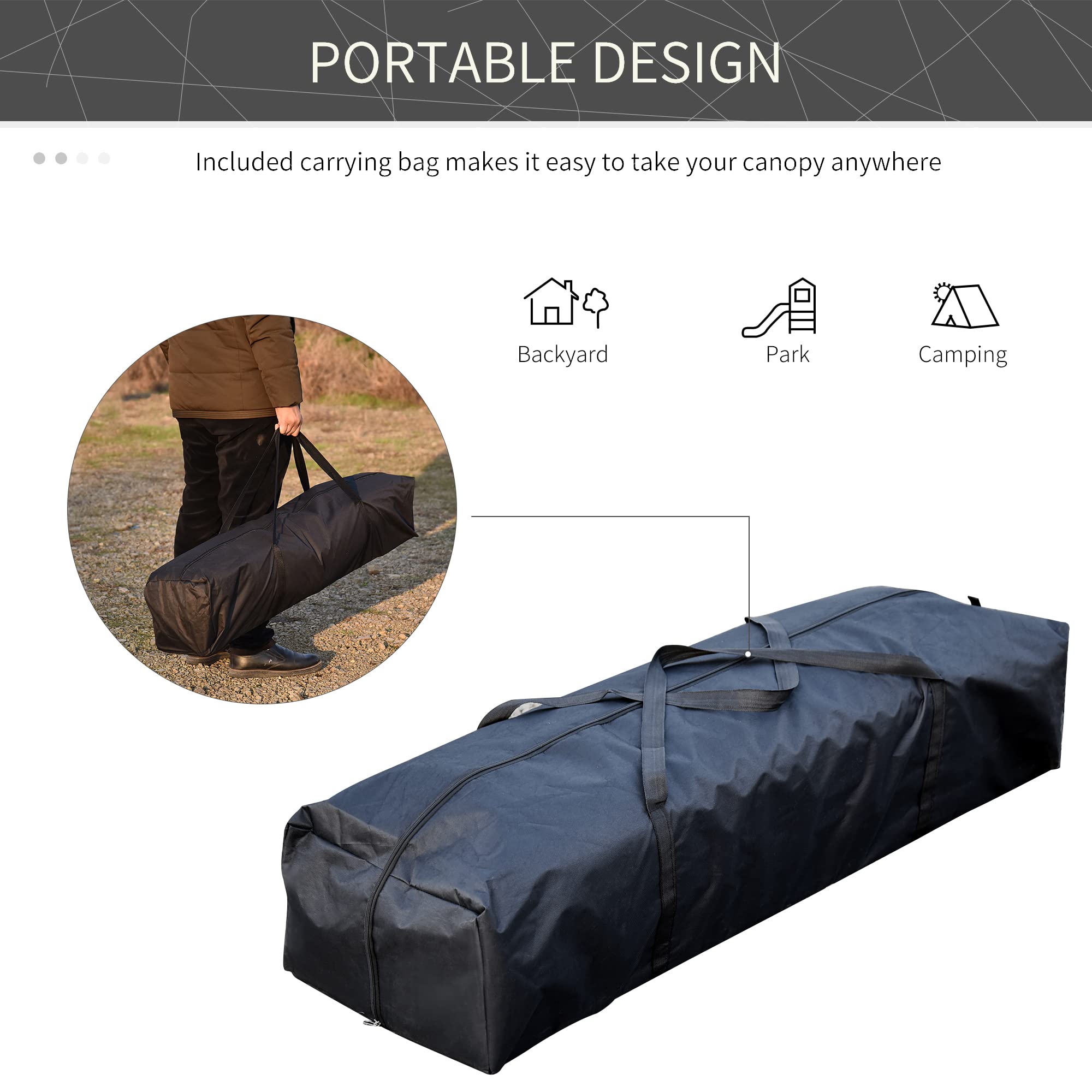 Outsunny 10' x 20' Heavy Duty Pop Up Canopy Tent with 4 Sidewalls & Carrying Bag - Waterproof Instant Shelter for Outdoor Parties, Camping, Beach, Garden, Patio, Backyard Events (Blue)
