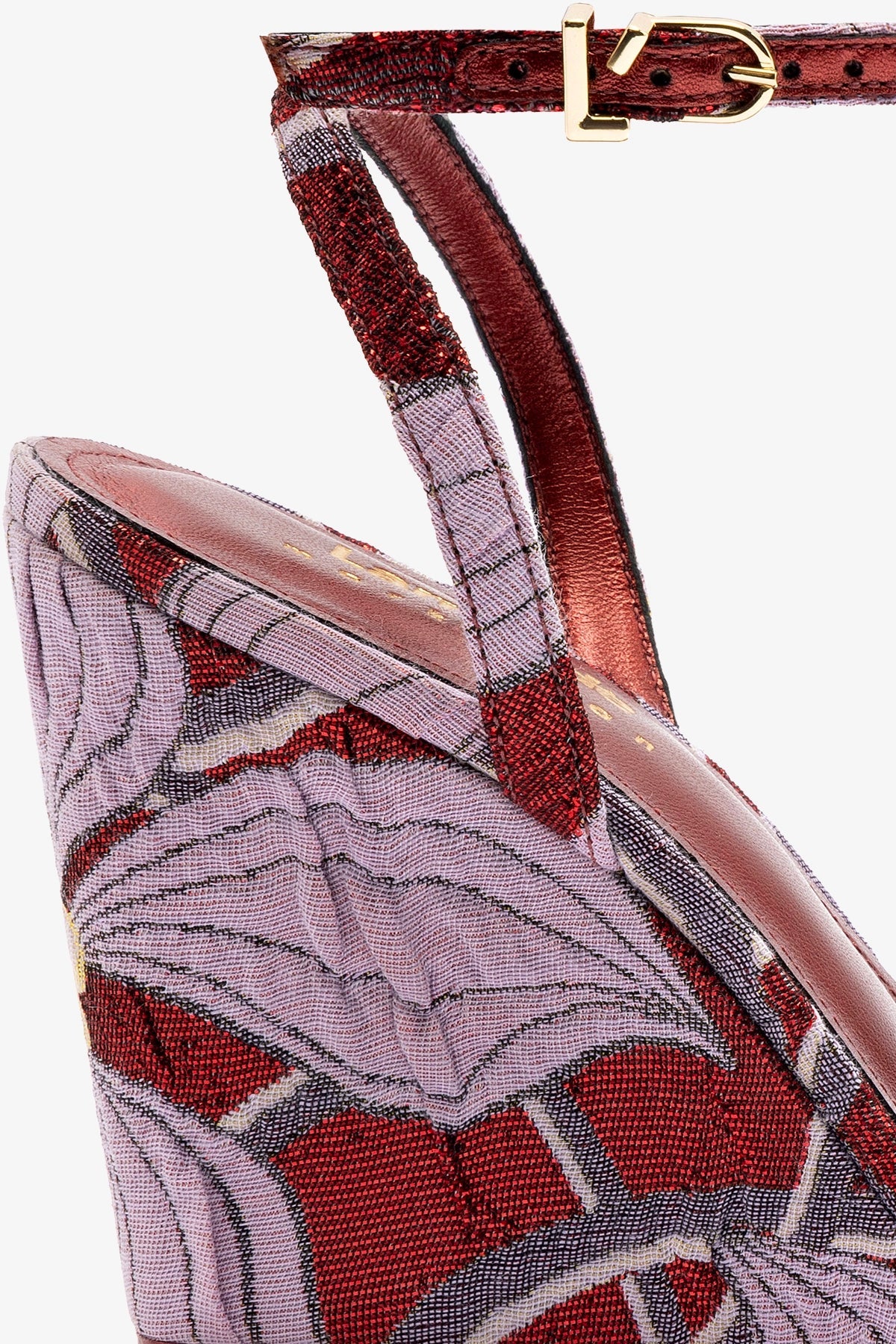 Larroudé x Markarian Red Floral Wedge Sandals - Stylish Women's Heels for Summer, Parties & Weddings