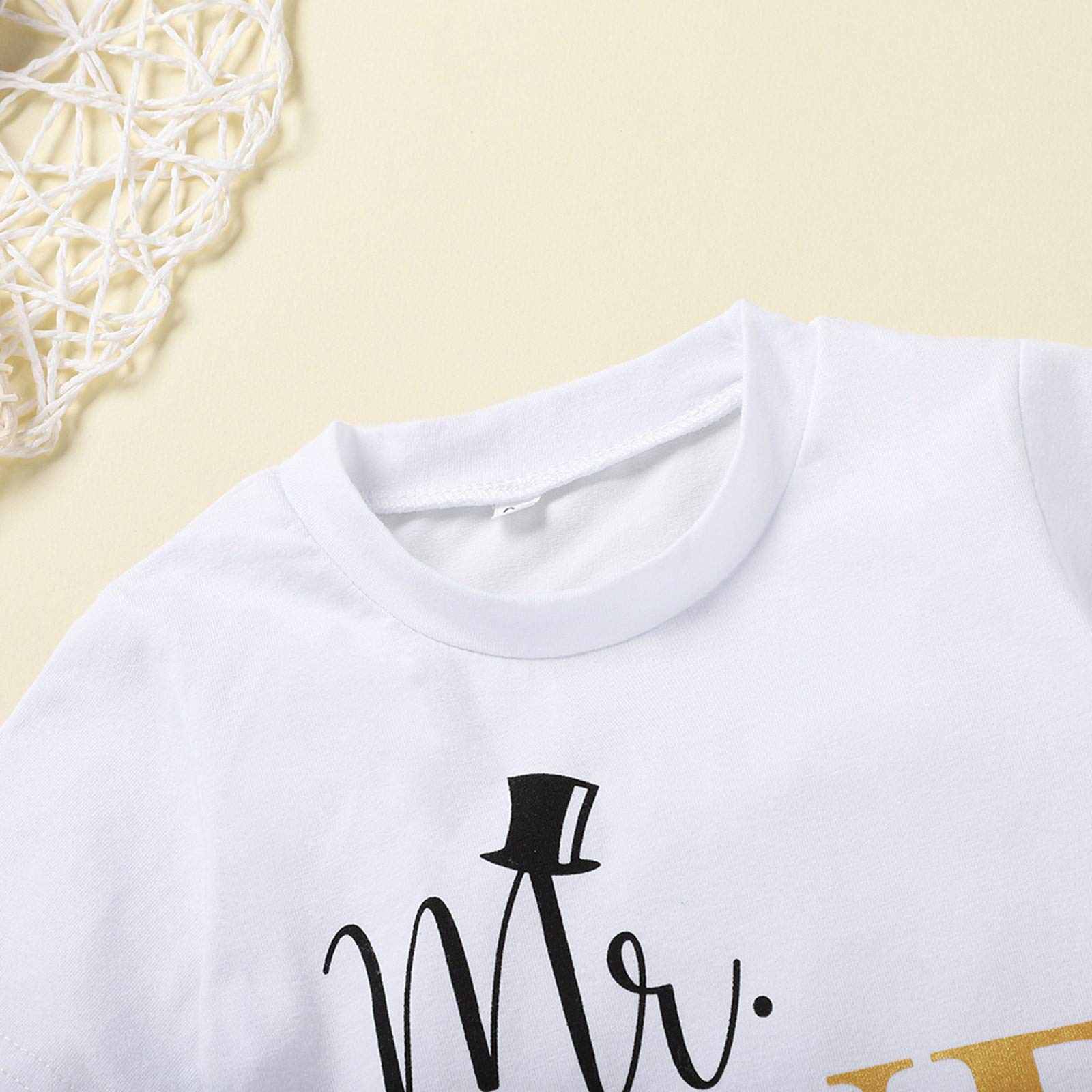 Baby Boys & Girls Casual Outfits - Infant T-Shirt & Suspenders Set with Letter Print, Comfortable Trousers (White, 12-18 Months) - Perfect for Playdates, Family Photos & Everyday Wear