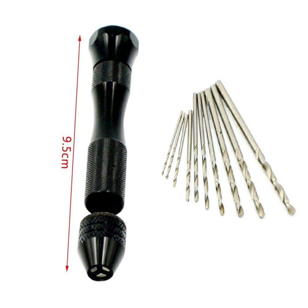 Precision Pin Vise Hand Drill Set with 11 Micro Twist Bits for Model Making & Jewelry
