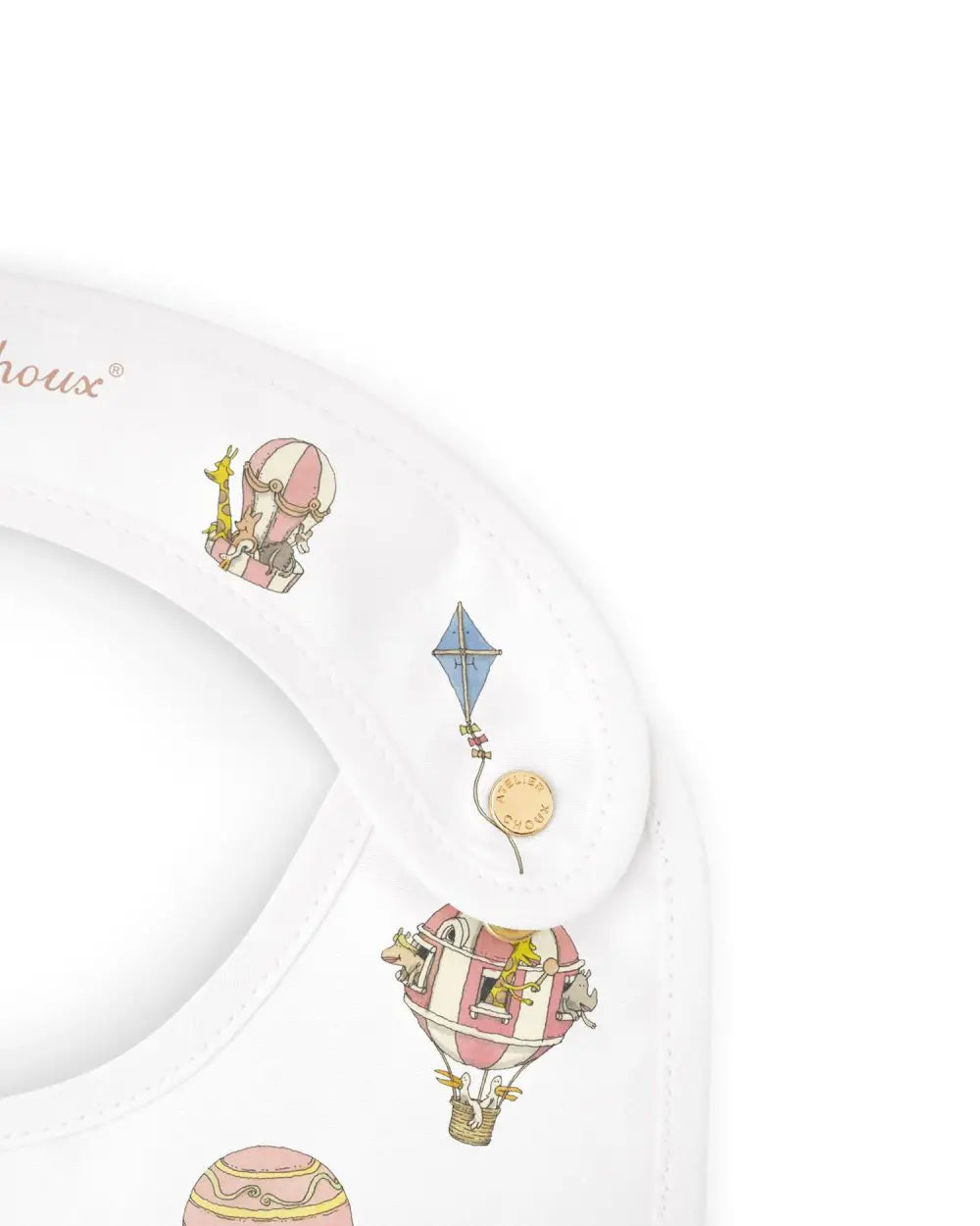 Luxury Hot Air Balloon Satin Bib by Atelier Choux - Perfect for Baby Showers, Christenings & Special Occasions