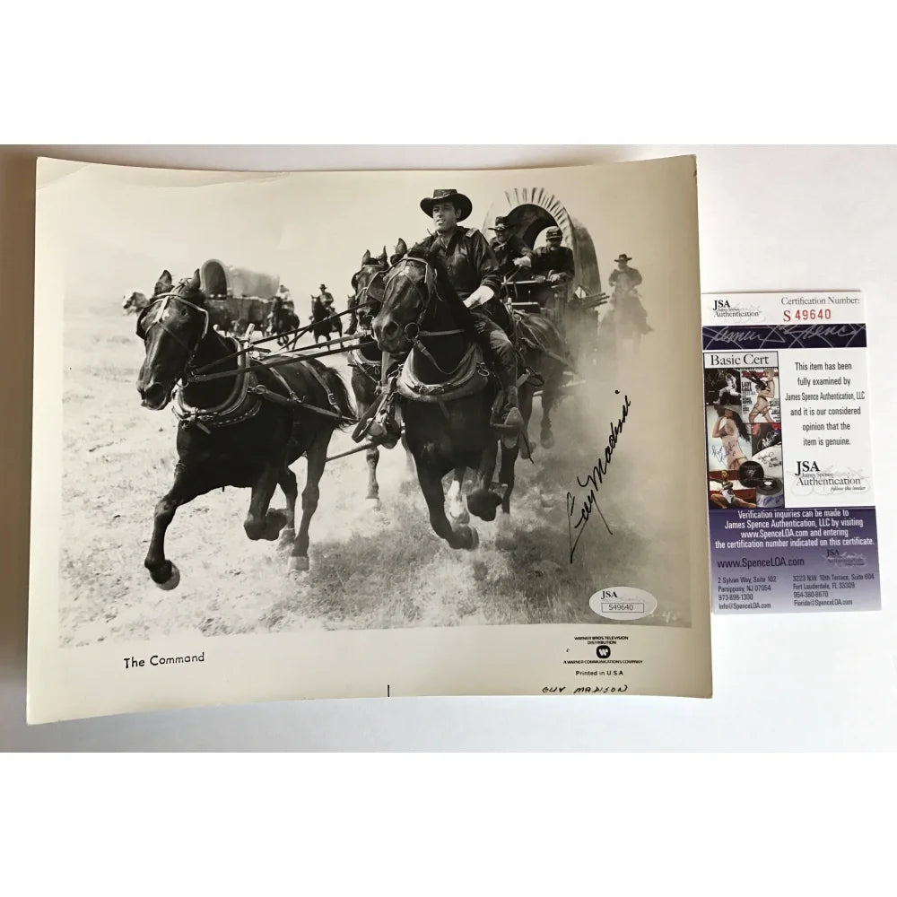 Guy Madison Autographed 8x10 Photo with JSA COA - The Command Western Star - Perfect for Collectors, Fans & Home Theater Decor