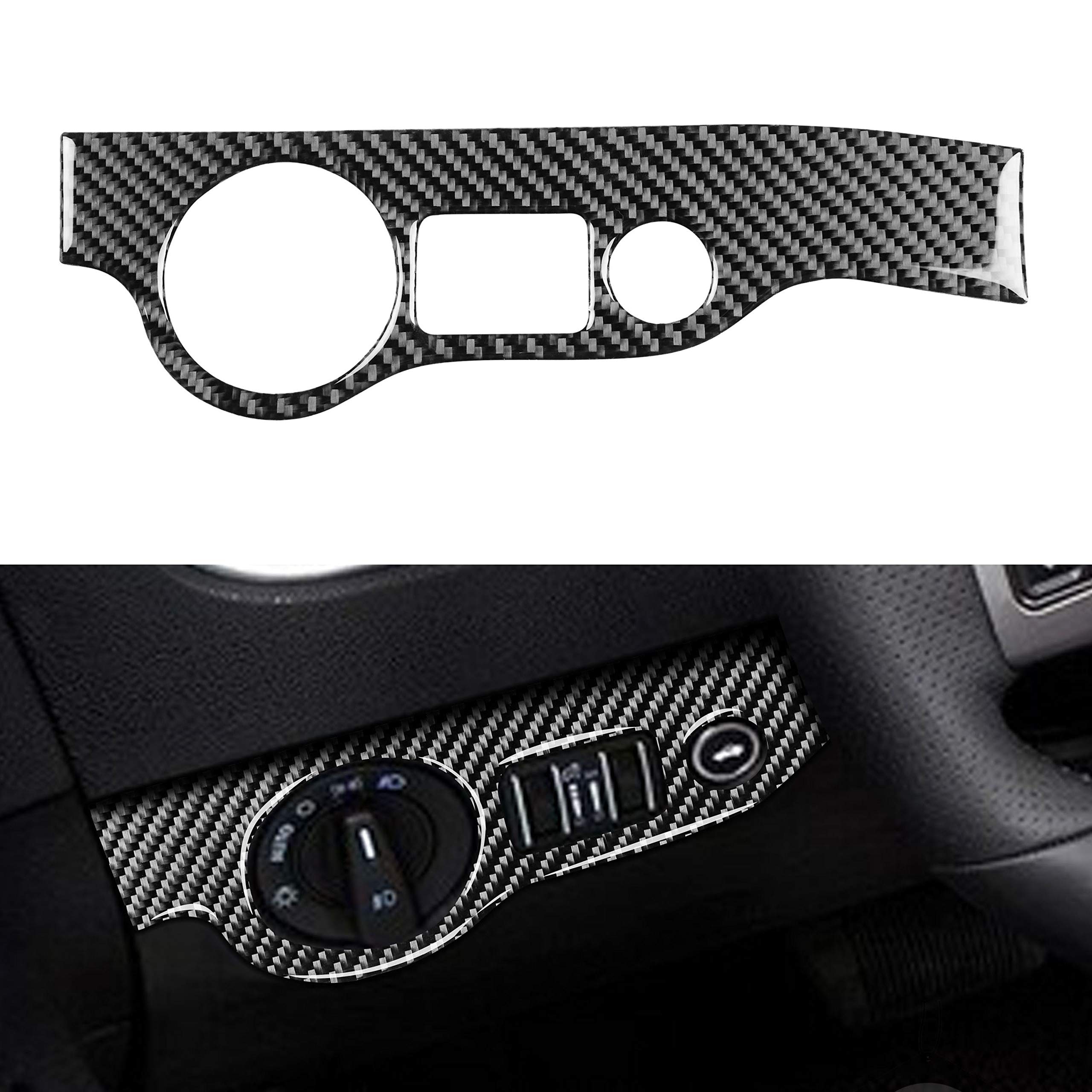 Premium Real Carbon Fiber Headlight Switch Knob & Trim for Dodge Challenger/Charger SRT (2011-2021) - Black Dashboard Center Console Upgrade - Perfect for Car Enthusiasts & Custom Modifications