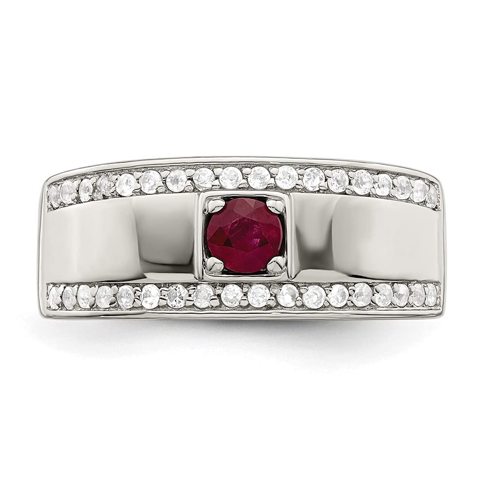 Men's 925 Sterling Silver African Ruby & White Topaz Ring - Elegant Fine Jewelry for Men, Perfect Gift for Husband, Boyfriend, Anniversary - Ideal for Weddings, Date Nights & Special Occasions