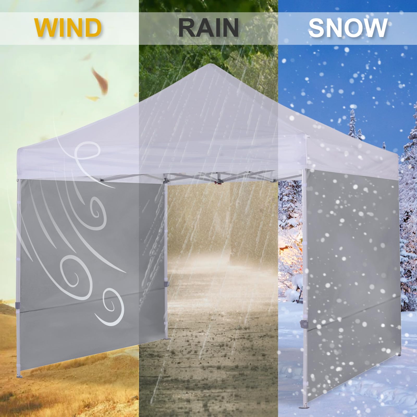 COOSHADE Instant Canopy SunWall 8x8 FT Pop Up Canopy Tent Side Wall - 1 Pack Grey Shade Screen - Perfect for Outdoor Events, Beach Parties & Camping Shelter Protection