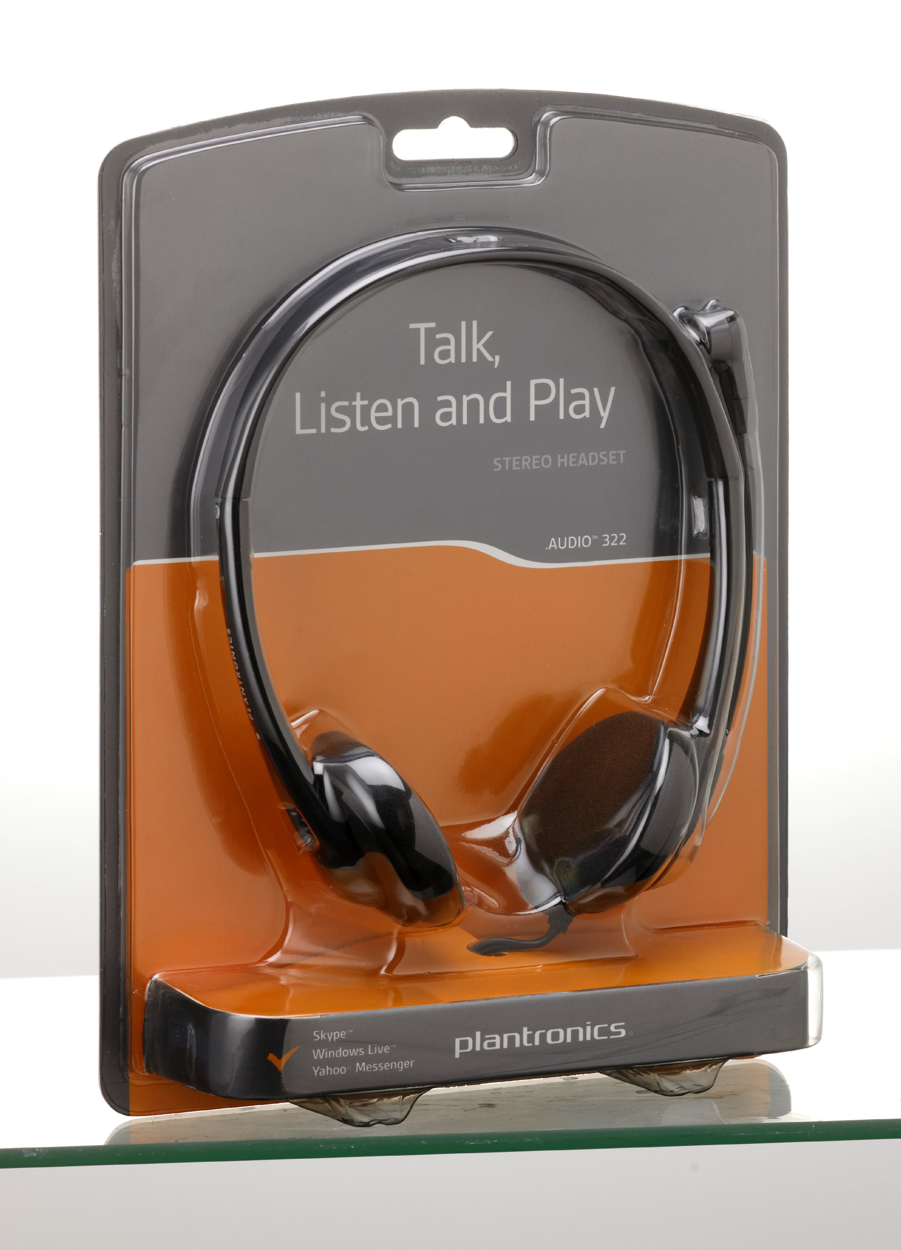 Plantronics Audio 322 Over-the-Ear Headset with Noise Cancellation - Comfortable Stereo Headphones for Office, Call Center & Remote Work (Black)