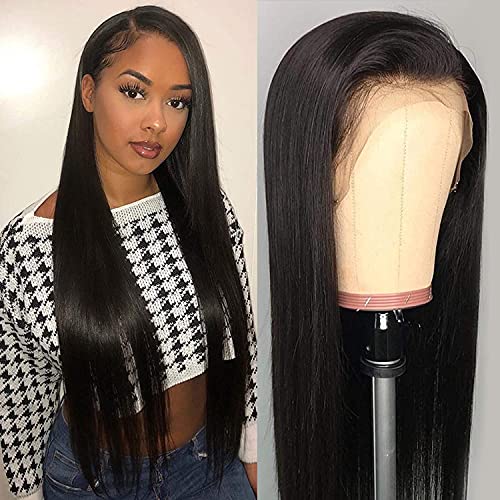 USUCHBEAUTY 16 Inch Straight Lace Front Wig Human Hair 13×6 HD Transparent Lace - Pre Plucked with Baby Hair 180 Density for Black Women | Natural Look for Daily Wear, Parties & Special Occasions