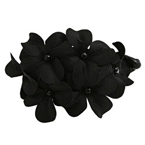 Handmade Flower Hair Bun Clip - Elegant Banana Pin Barrette for Women with Gemstone Accents | Perfect for Weddings, Parties & Everyday Styling