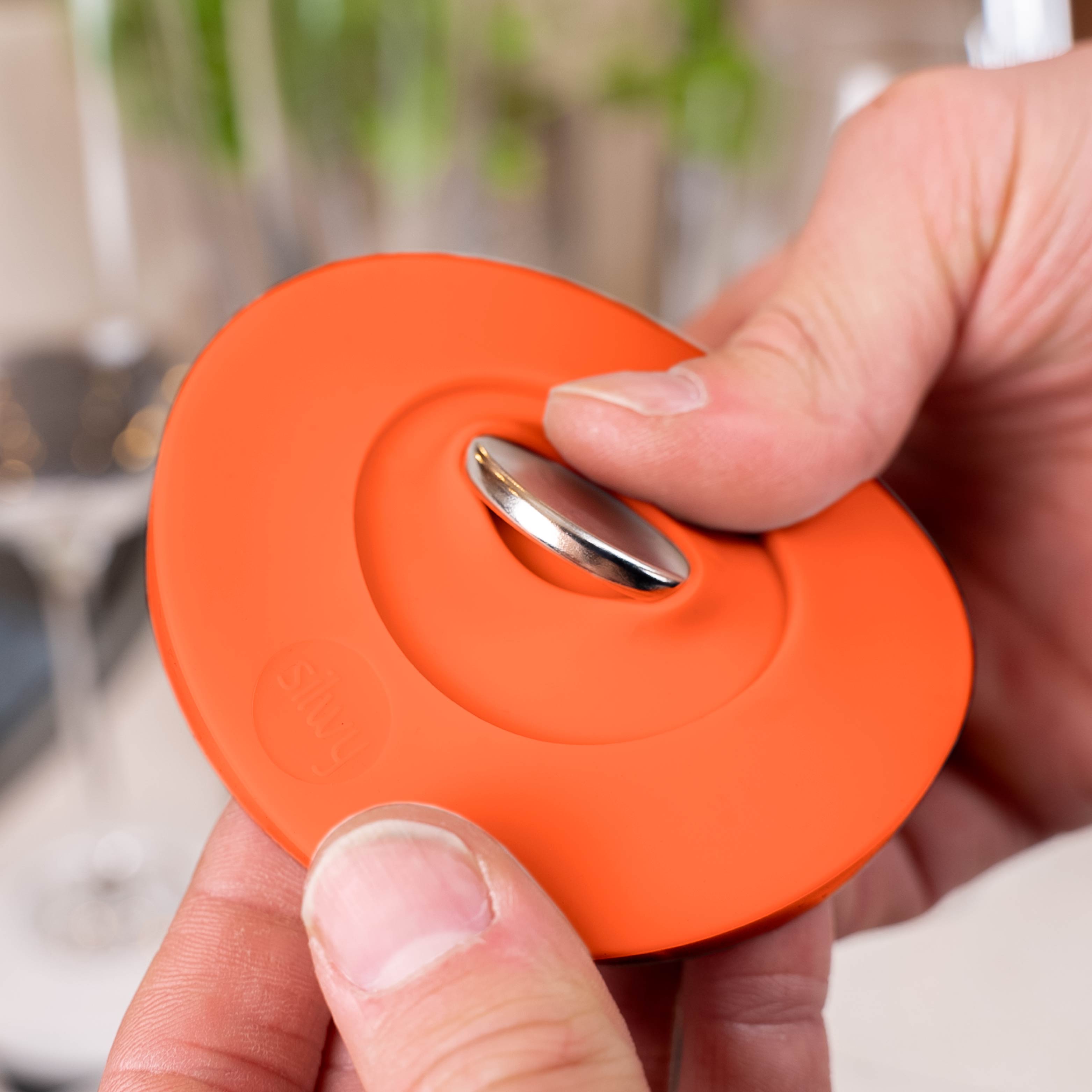 Orange Magnetic Condom for Stemware - Secure Wine Glass Lids for Parties, Picnics & Outdoor Dining