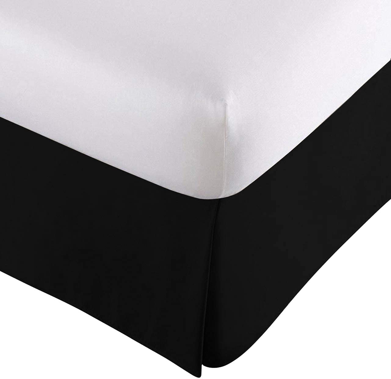 Luxury Full Size Bed Skirt 16 Inch Drop - Brushed Microfiber Quadruple Pleated Bed Skirt - Wrinkle, Fade & Stain Resistant - Easy Fit Tailored Design (Full, Black) | Perfect for Master Bedrooms, Guest Rooms & Hotel Decor