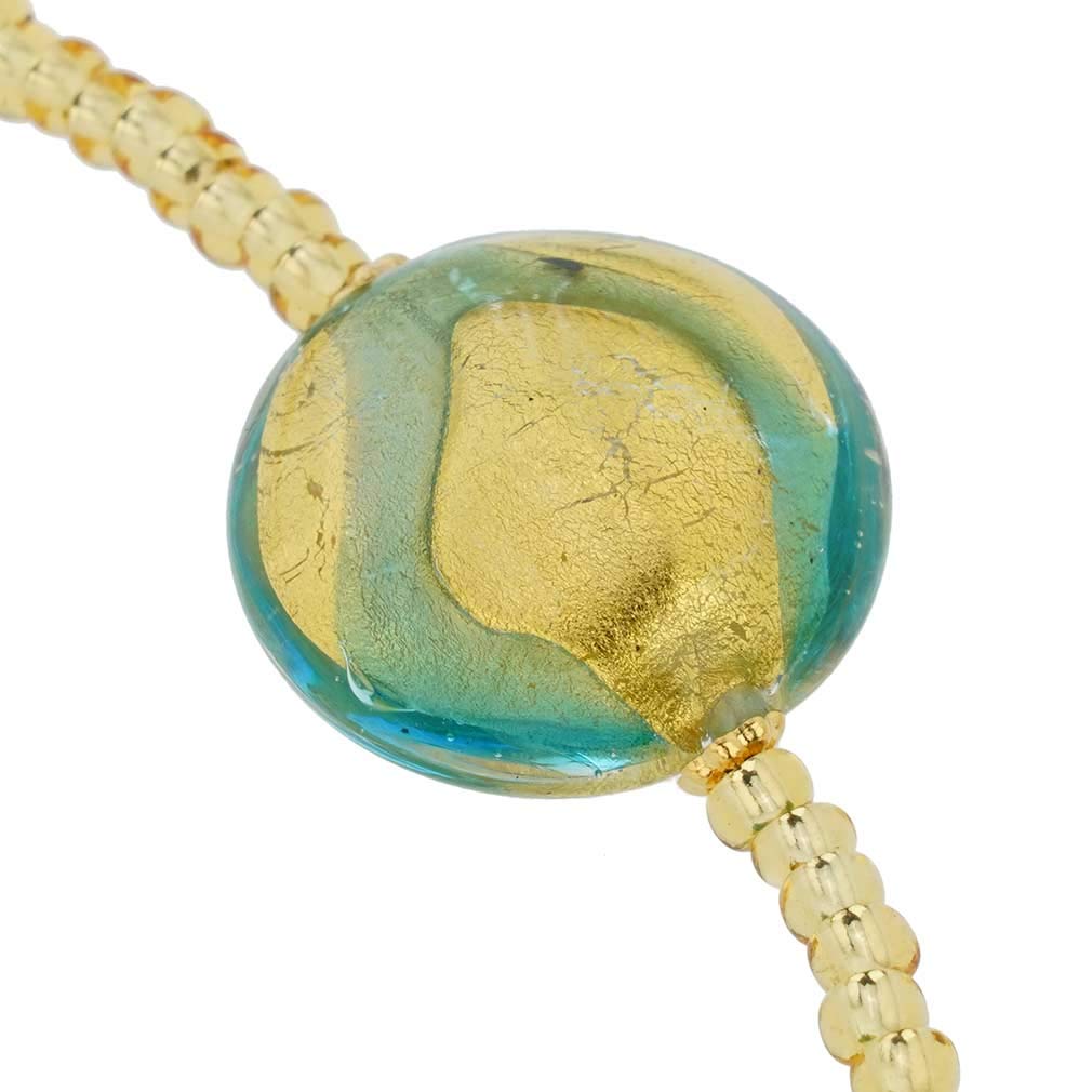 Venetian Murano Glass Aquamarine Circle Necklace - Handcrafted Italian Jewelry for Women, Perfect for Weddings, Parties & Special Occasions