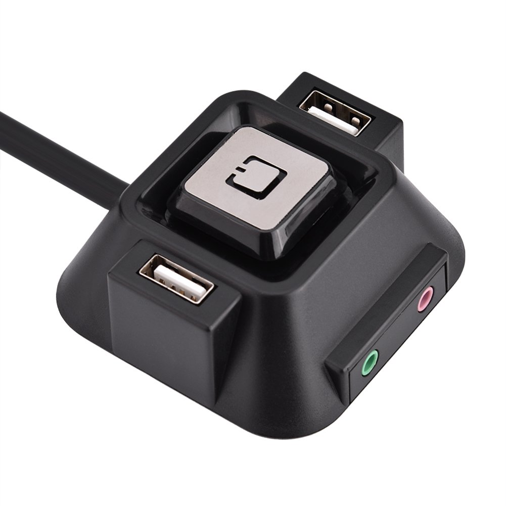 Yosoo Desktop PC Case Switch with USB Ports, Power Reset, Audio & Microphone Port - Computer Power Supply & HDD Switch for DIY PC Builds and Gaming Rigs