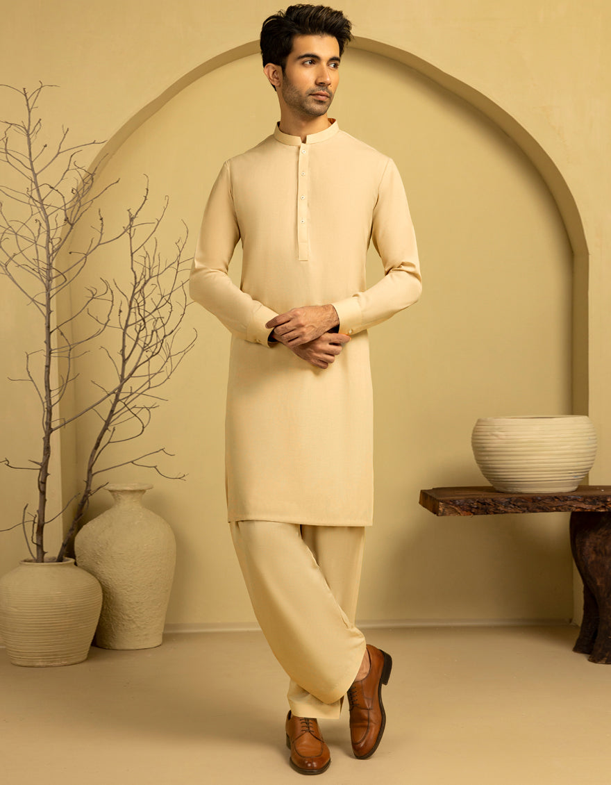 Premium Blended Brown Unstitched Suit Fabric by J. Junaid Jamshed - Perfect for Custom Tailoring, Wedding Outfits & Formal Occasions