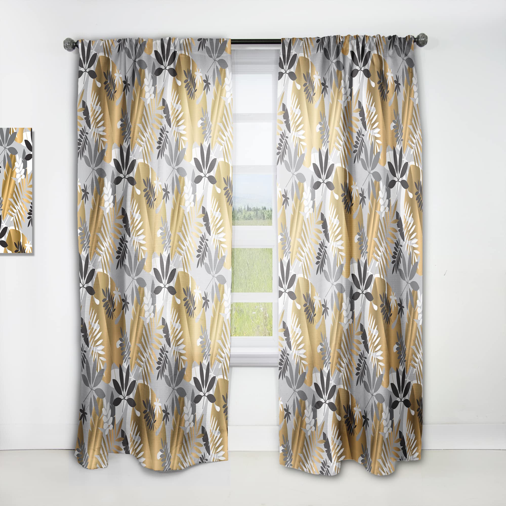 DesignQ Geometric Luxury Jungle Foliage Pattern Thermal Insulated Curtains - Single Panel 52x90 Inches - Elegant Window Treatments for Bedroom & Living Room - Perfect for Home Decor, Privacy & Temperature Control