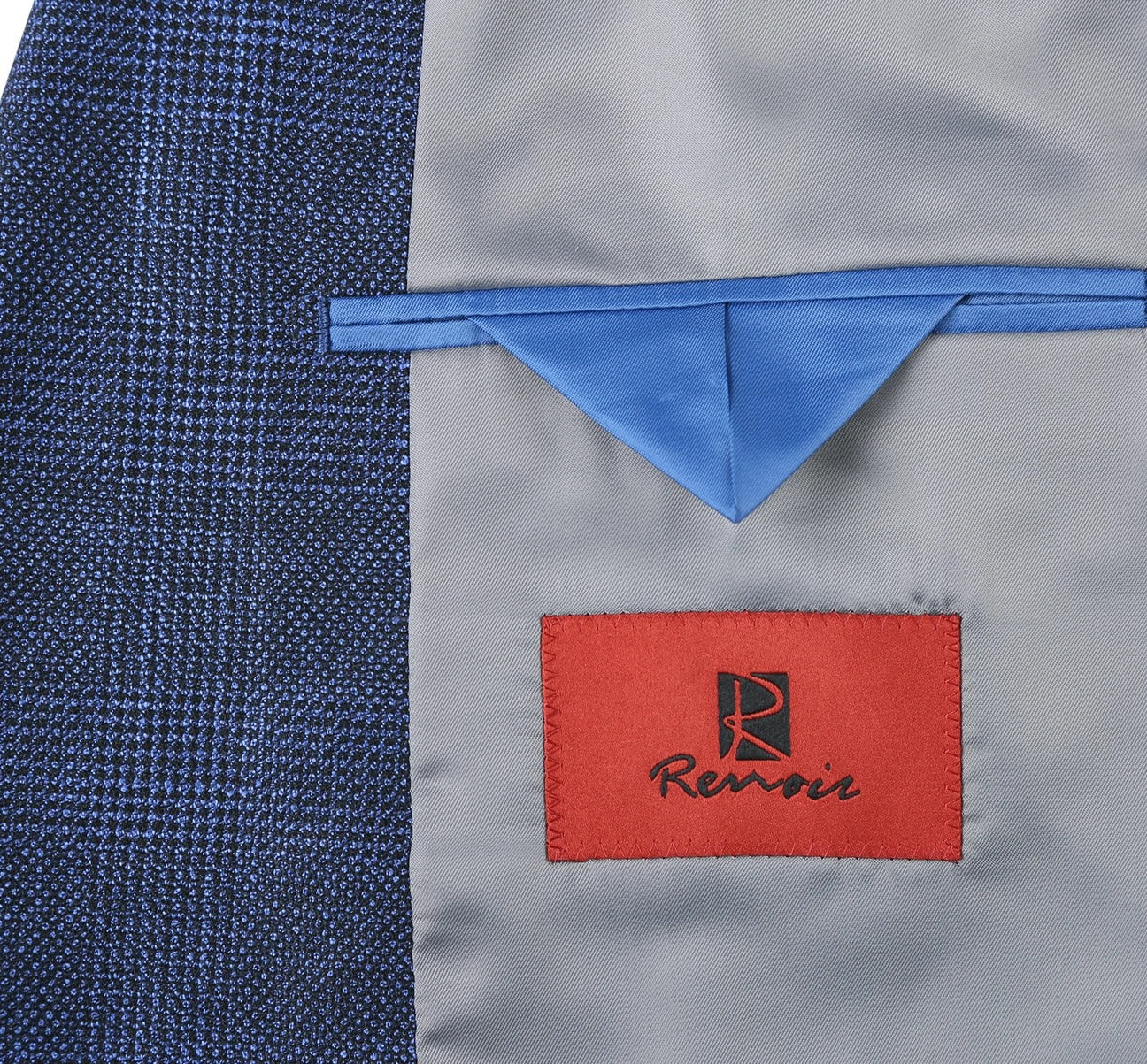 Alessandro Vitello by Renoir Navy Blue Classic Fit Single Breasted Two Button Plaid Blazer for Men | Formal Business Attire & Office Wear | Perfect for Weddings, Interviews & Professional Events