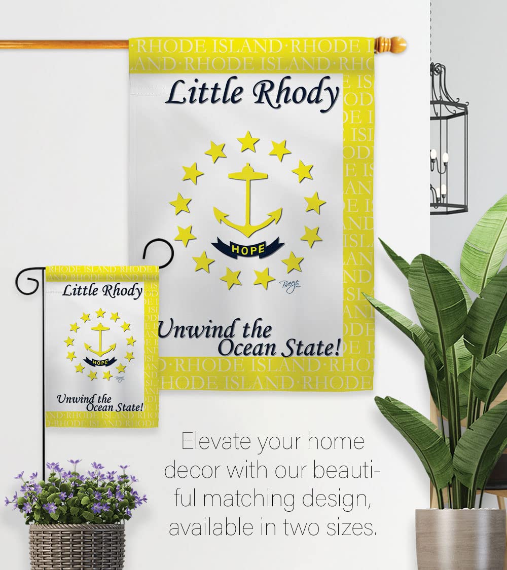Rhode Island Americana House Flag Set 28x40