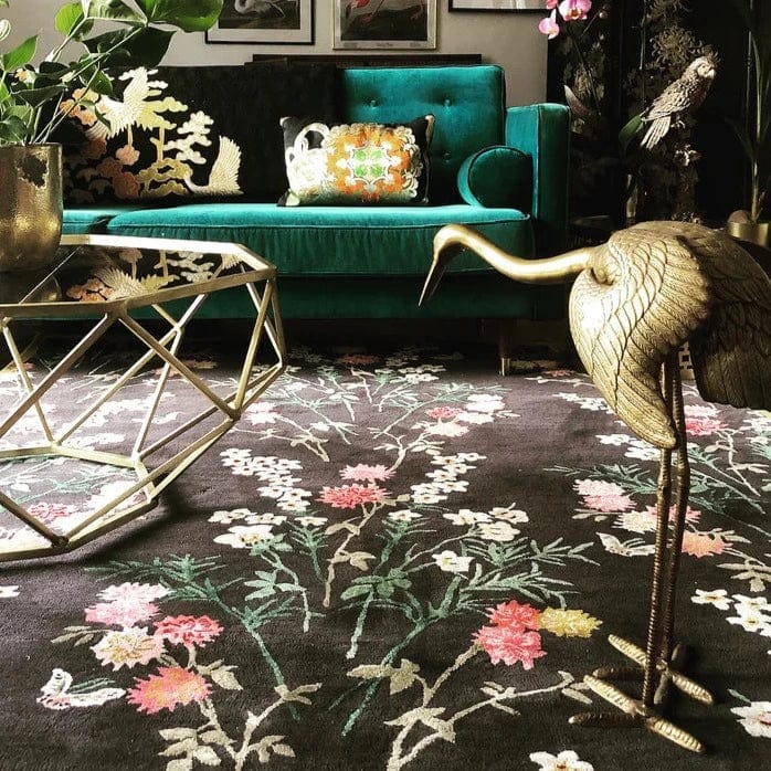Premium Graphite Hand-Tufted Floral Rug - Elegant Home Decor for Living Room, Bedroom & Office | Pre-Order Now