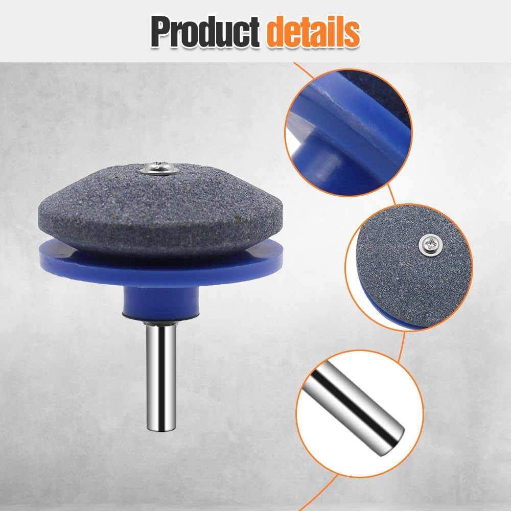 Premium Blue Lawn Mower Blade Sharpener Kit - Universal Rotary Blade Sharpener Tool with Drill Attachment - Durable Wear-Resistant Design - Perfect for Home Lawn Care & Professional Landscaping