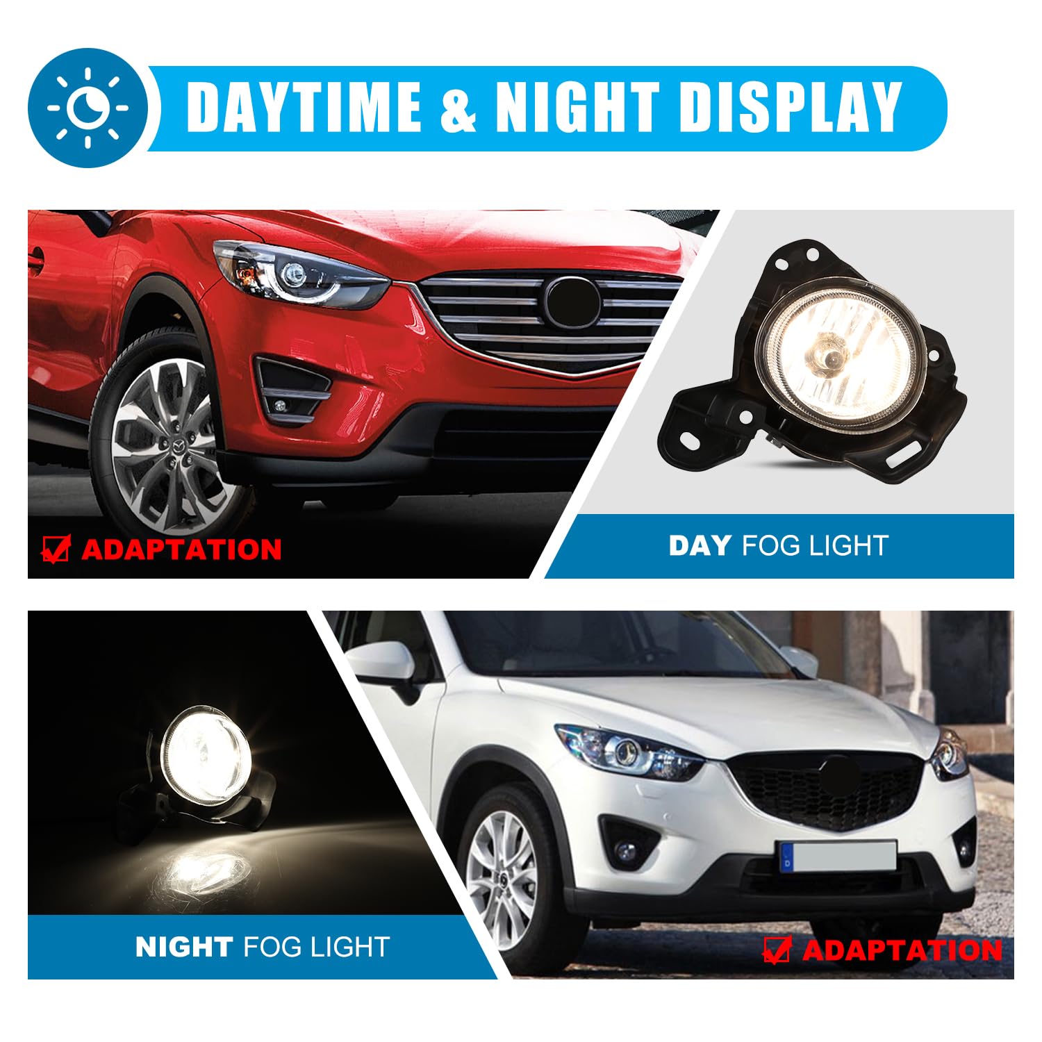 CPW LED Fog Lights Kit for 2013-2015 Mazda CX-5 - Waterproof Driving Lights with Wiring Harness & Switch - Perfect for Night Driving and Off-Road Adventures