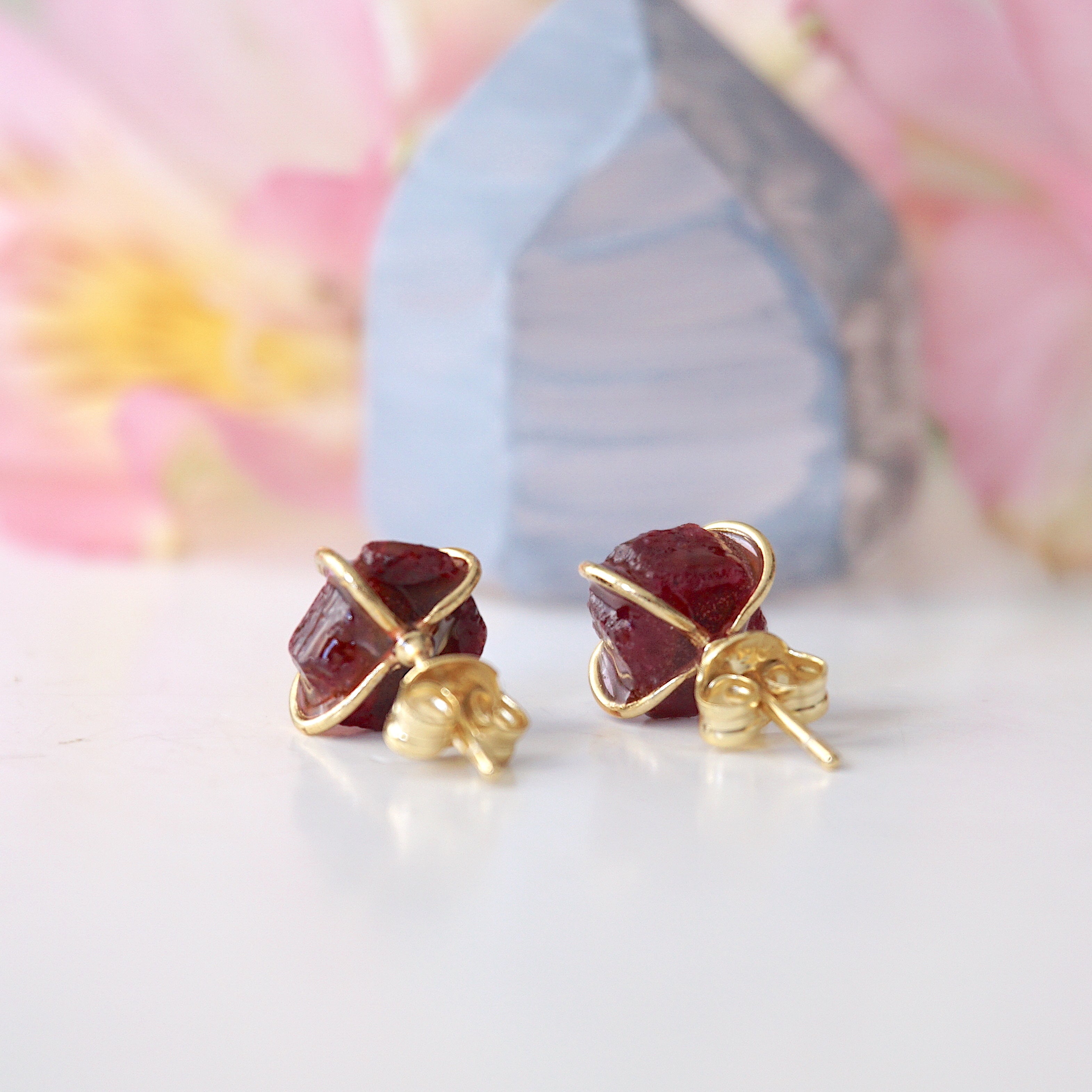 14K Gold Filled Pink Ruby Huggie Stud Earrings for Women - Elegant Everyday Jewelry Gift for Her, Perfect for Parties, Dates & Special Occasions
