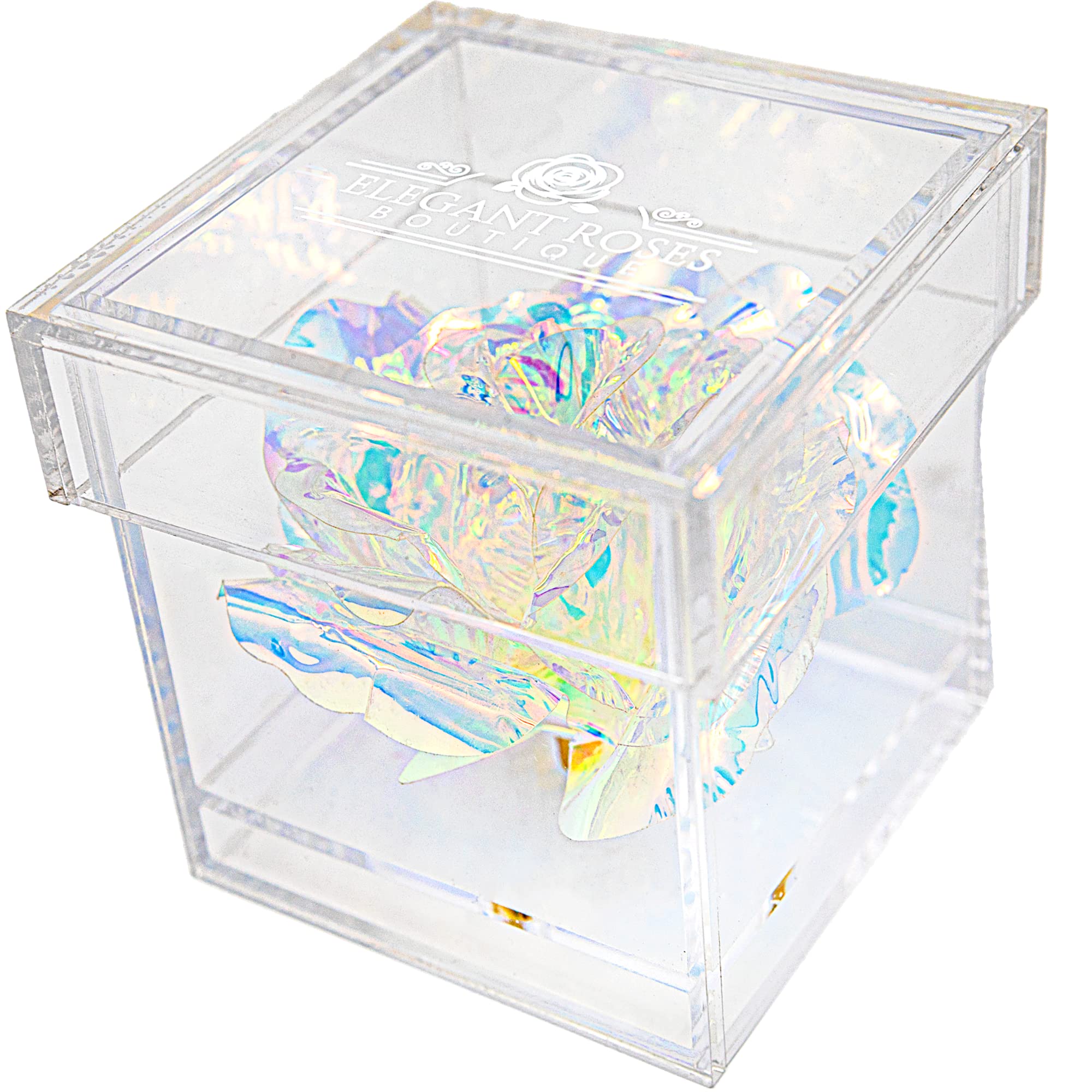 Galaxy Rose - Preserved Real Roses in Acrylic Display Box | Handmade Eternal Flowers That Last 3+ Years | Zero Maintenance Forever Roses | Perfect Anniversary, Valentine's, Birthday Gift for Her | Romantic Home Decor & Wedding Centerpiece